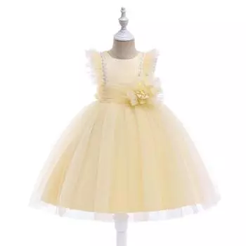 Торжественное вечернее платье для девочек, детское кружевное платье подружки невесты для выпускного вечера, фатиновое платье с цветочным узором для девочек на день рождения, свадьбу, вечеринку 110 белый