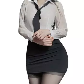 Tosenk Косплей Сексуальный Костюм Секретарь Женщина Учитель Косплей Сексуальное OL Сексуальное Нижнее Белье Хэллоуин Нижнее Белье Женщины Сексуальное Экстремально Сексуальное Платье Рубашка Мини