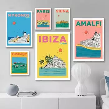 Тоскана, настенная живопись, холст, скандинавский летний постер в отеле Ivessa на побережье Амальфи в Париже 21cm30cm NoFrame