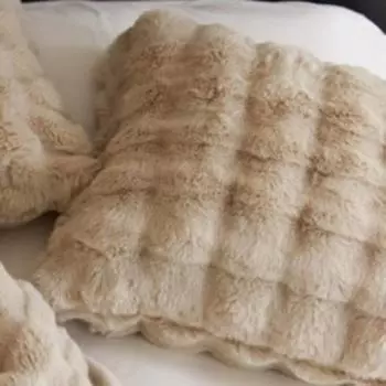 Тосканское одеяло Имитация кролика Одеяло из пузырчатого вельвета Двустороннее Толстое Офисное одеяло для сна Покрывало на диван 45x45cm бежевый