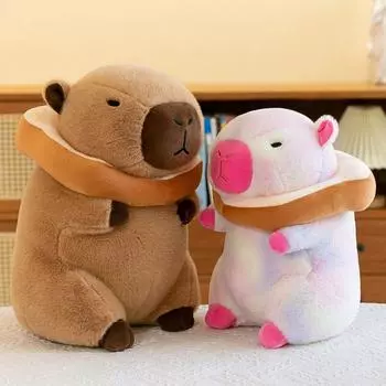 Тост, имитация капибары, плюшевая игрушка, розовая капибара, имитация капибары, мягкая кукла, милая кукла, мягкая плюшевая подушка капибары розовый