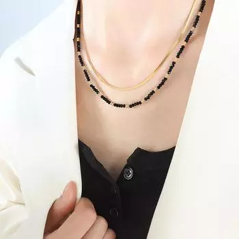 Тот же этнический стиль, ретро-мода, индивидуальность, двухслойное ожерелье, стеклянный камень, изысканный темперамент