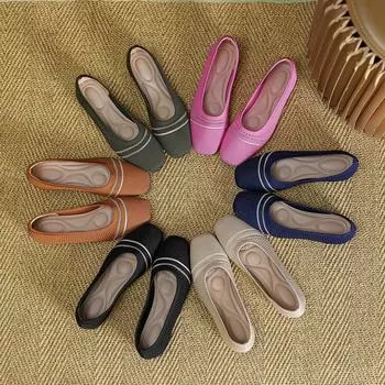 Тот же одинарный ботинок квадратной формы вязаные тканые туфли летающие тканые яичные рулетики плоская подошва большой размер шапочки туфли женские 34 королевский синий