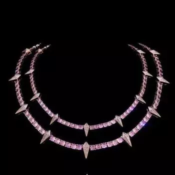 Тот же стиль черной пантеры, розовое ожерелье, мужской европейский и американский хип-хоп, тренд, индивидуальный нишевый дизайн, легкий, роскошный, элитный смысл A 45CM