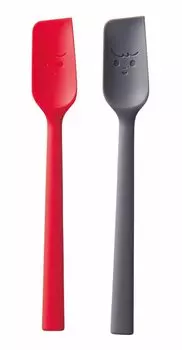 Total length 20cm Silicone spoon Silicone cooking spoon Set of 2 Convenient for cooking Silicone spoon set of 2 Scoops up to the crease Red gray color