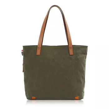 Tote bag A4 with single domestic canvas 10 paraffin x Italian tanned cowhide [Doubles] zipper, flap, No. bio-processed BQZ-7433 (khaki)