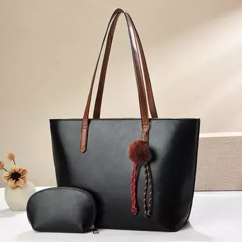 Tote bag large bag handbag simple shoulder bag women s bag underarm bag tote 33*12*28 чёрный