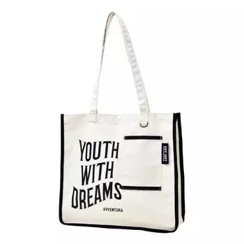 Tote Bag Large Capacity A4 Piping Logo Pocket Shoulder Outdoor Sub Bag 0011 Black [Aventura]