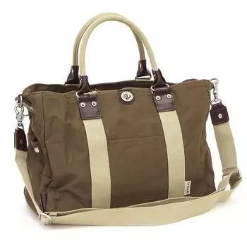 Tote bag TRIPLINE series with shoulder strap Khaki [Hampkoubou] 3X82-01