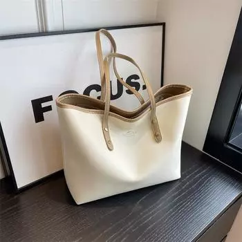 Tote bag women s 2024 new large-capacity commuter bag autumn retro versatile this year s popular textured shoulder bag чёрный