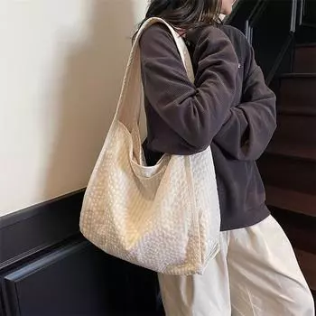 Сумка-тоут женская клетчатая сумка большая вместительная сумка через плечо зелёный