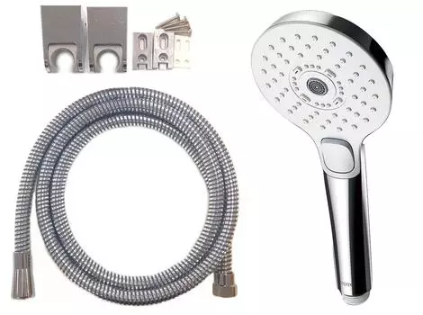TOTO Shower Set Wave 3 Mode Angle Adjustable Shower Hanger x Metal Resin Hose TBW01022J (Comfort Shower, 2, 1600mm) серебряный