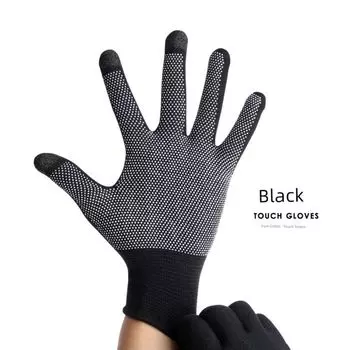 Touch Screen Gloves Men Autumn and Winter Warm Non-Slip K-style Knitting Thin Student Driving and Biking Outdoor Gloves for Women Black All yards