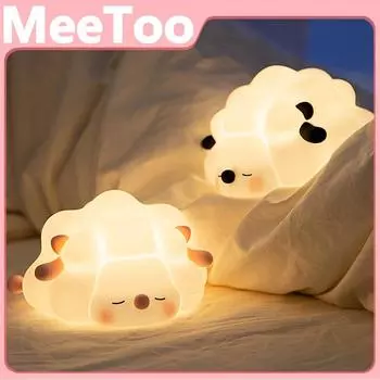 Touch Sensor Silicone LED Lamp Sleeping Sheep USB Rechargeable Nightlight Dimmable Mood Light for Bedroom Decor Birthday Gift