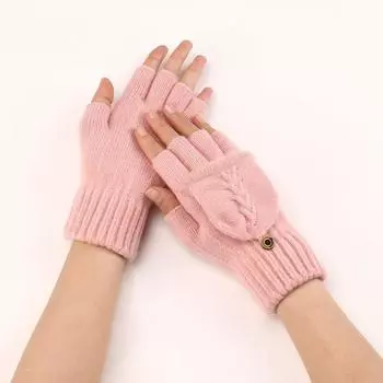 Touchscreen Children Gloves Anti-slip Half Finger Gloves Fashion Plush Gloves Winter чёрный