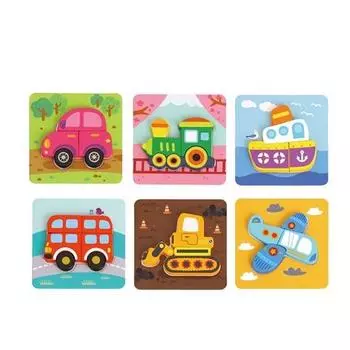 Touki Toy Mini Puzzle Transportation 6 Piece Set 635, Korean popular puzzles