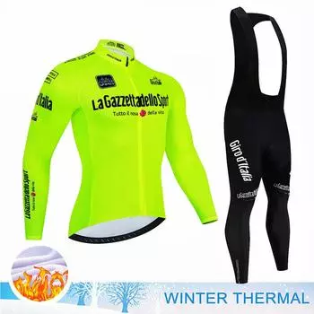 Tour De Giro D ITALIA Зимний комплект веломайки с длинным рукавом Одежда для горного велосипеда Термофлисовая гоночная одежда для велоспорта M