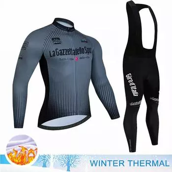 Tour Of Italy Winter Cycling Jersey Set Thermal Fleece Bicycle Set MTB Bike Clothes Ciclismo Cycling Set Sports Cycling Clothing M
