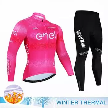 Tour Of Italy Зимний флисовый комплект велосипедной джерси MTB гоночный велоспорт джерси костюм для занятий спортом на открытом воздухе велосипедный комплект Ropa Ciclismo Одежда M
