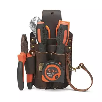 TOURBON Leather Tool Compact Design Bag, Multi-Purpose Pocket,