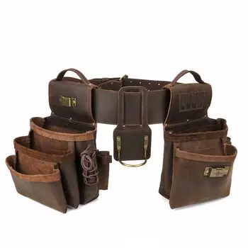 TOURBON поясная сумка кожаная 3-х уровневая сумка для инструментов сумка для инструментов большой емкости DIY держатель для инструментов рабочая сумка коричневый