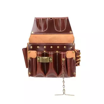 TOURBON Waist Tool Tool Work Compact 3 Tiers Bag, Electrician, Leather, Bag, Holder, Bag, Design, коричневый