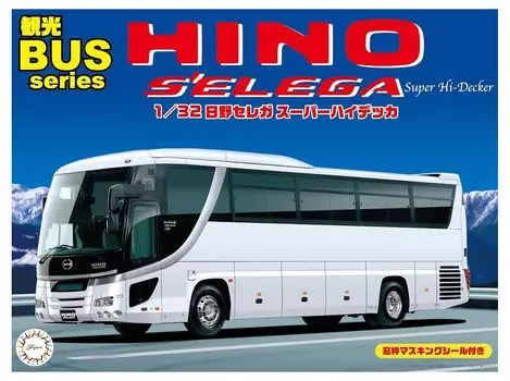 Tourist Bus Series Hino Selega Super High Decker Plastic Model 1/32 No.01