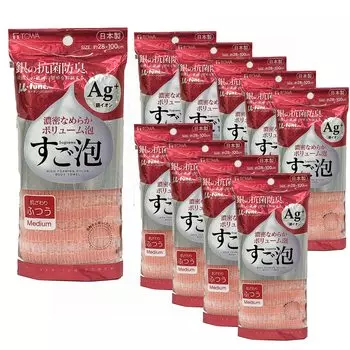Towa Sangyo Body Super Foam Silver Антибактериальный Нейлон 28 x 100 Набор из 10 Полотенце, Полотенце, Обычный, Розовый, Прибл. см,