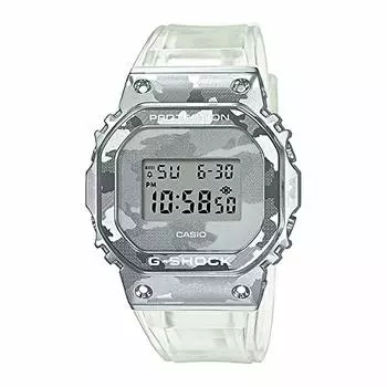 Товар CASIO Часы Casio для детей, мальчиков, цифровые, водонепроницаемые, белые, серебристые, камуфляжные, камуфляжные, скелетонированные, G-SHOCK, G-Shock GM-5600SCM-1, мужские