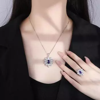 Товар S925 Серебряная игла Популярная имитация ювелирных изделий Премиум Фиолетовый и Синий Женский