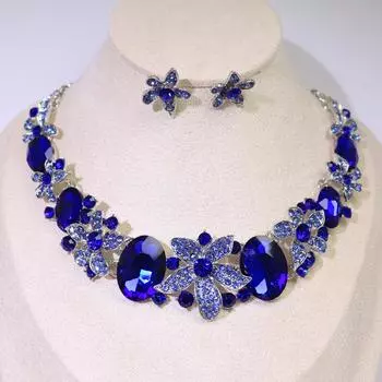 Товар Серьги Комплект Цепочка 2-х Части Кристалл Стеклянный Сплав Платье Аксессуары Женское Ожерелье серый