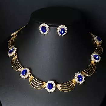 Товар Серьги Комплект Цепочка 2-х Части Кристалл Стеклянный Сплав Платье Аксессуары Женское Ожерелье красный