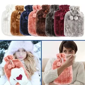 Товары Чехол для грелки Флисовый чехол из искусственного меха Зимний защитный чехол розовый