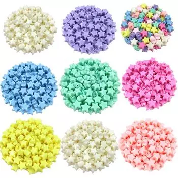 Товары для дома Аксессуары для вечеринок DIY Многоцветные для изготовления ювелирных изделий Ожерелье Поставка браслетов Красочная пятиконечная звезда Новые акриловые свободные бусины-разделители 20Pcs светло-розовый