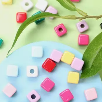 Товары для дома и вечеринки Бусины-разделители квадратной формы Материалы для изготовления бижутерии 10 шт. Для изготовления ювелирных изделий Украшения 10 мм Акриловые конфетного цвета about 10mm фиолетовый