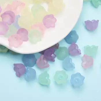 Товары для дома и вечеринки Красочные акриловые модные аксессуары 9*7 мм Изысканные маленькие цветочные бусины ручной работы 100pcs разноцветный