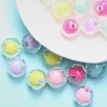 Товары для дома и вечеринок, аксессуары для рукоделия, 80/40 шт., креативное ожерелье с граненой подвеской 8/10 мм, браслет, акриловые прозрачные бусины, круглые, конфетного цвета 10mm 40pcs разноцветный