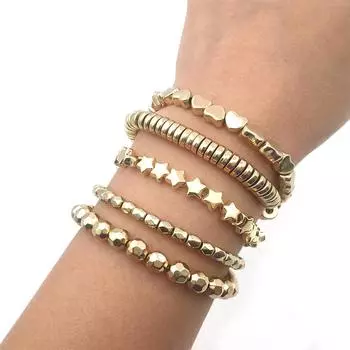 Товары для дома и вечеринок Бусины «Любовь» Пентаграмма Маслоуплотняющие бусины, сохраняющие цвет Круглые бусины Квадратные бусины CCB Пространственные бусины 100 шт. Аксессуары Round Beads 4mm золотистый