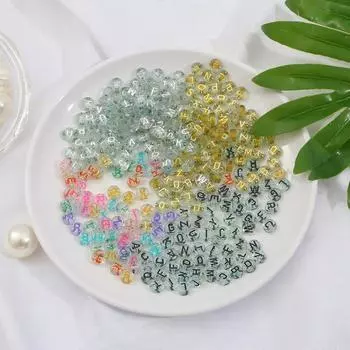 Товары для дома и вечеринок DIY Плоские бусины с буквами Акриловый зеленый лук-пудра Ювелирные аксессуары Ручная работа 100 шт. 4x7 мм Ожерелье Браслет Подвески