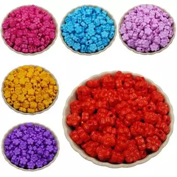 Товары для дома и вечеринок Изготовление ожерелий и браслетов, конфетный цвет, 100 шт., 9 мм, фурнитура в форме цветка, однотонные акриловые рассыпные бусины-разделители 4