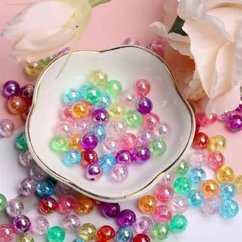 Товары для дома и вечеринок, модные аксессуары для рукоделия ярких цветов, 4/6/8 мм, DIY изготовление ювелирных изделий, свободные бусины, круглые 160-1000 шт., акриловая подвеска, цвет AB 6mm 400Pcs разноцветный