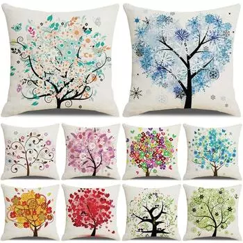 Товары для дома картина маслом дерево любви льняная наволочка подарок диван спальня подушка поясная наволочка не включает в себя подушку сердцевина 45*45cm