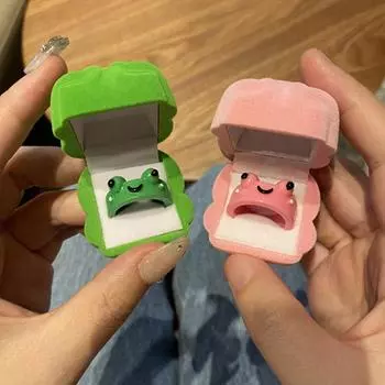 Товары для дома, круглосуточный магазин, кольцо в форме милой мультяшной лягушки, подарок подруге, кольцо для пары Циси, кольцо с одинокой лягушкой зелёный