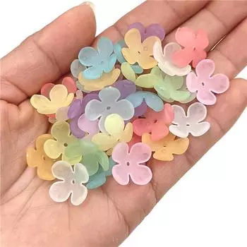 Товары для дома, праздничные атрибуты, модный акриловый цветочный браслет с 4 лепестками, ожерелье, ручная работа, матовые теплые цветные материалы, 20 шт., 15 мм бусины светло-зеленый