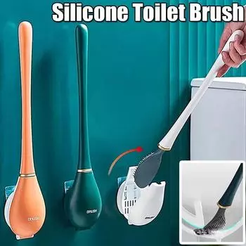 Товары для дома Силиконовая щетка для унитаза Настенный набор щеток для унитаза для ванной комнаты Инструменты для чистки унитаза Набор для чистки углов в ванной комнате белый