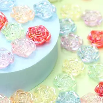 Товары для дома, вечеринки, акриловые украшения своими руками, аксессуары, модные, с плоским дном, перфорированные, 100 шт., бусины в виде цветка розы, AB Magic Color 100Pcs разноцветный