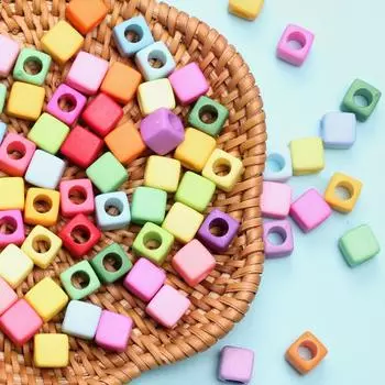 Товары для дома, вечеринки, аксессуары из бисера, квадратный кулон 7 мм, акрил, изготовление украшений своими руками, 100 шт., ожерелье, браслет, сплошной цвет 100Pcs разноцветный