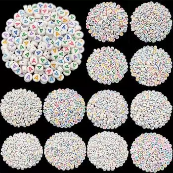 Товары для домашней вечеринки, 50 шт., 7 мм, красочные буквы, оптовая продажа, свободные бусины, изготовление ювелирных изделий, ожерелье, браслет, сделай сам, для кулона 3
