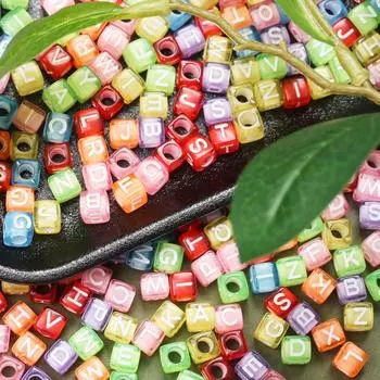 Товары для домашней вечеринки 80 шт. 6 мм акрил для изготовления браслетов, ювелирных изделий, куб, материалы ручной работы, подвески, квадратные буквы, свободные бусины, аксессуары для самостоятельного изготовления