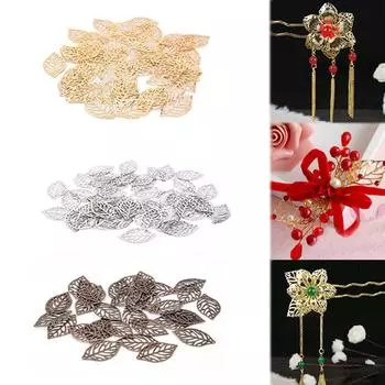 Товары для домашней вечеринки Изготовление ювелирных изделий Винтаж Ретро с покрытием DIY Золотой Шарм Филигрань 50 шт. Ювелирные аксессуары Полые листья Подвеска Ремесло золотой